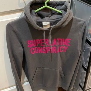 WESC We Are Superlative Conspiracy Grey and Hot Pink Sz Small - Women’s Hoodie